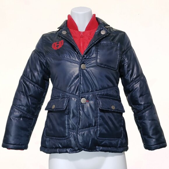 Tommy Hilfiger Big Kids NavyBlue Double Layer Puffer/Quilted Winter Jacket S8/12 - Picture 3 of 16